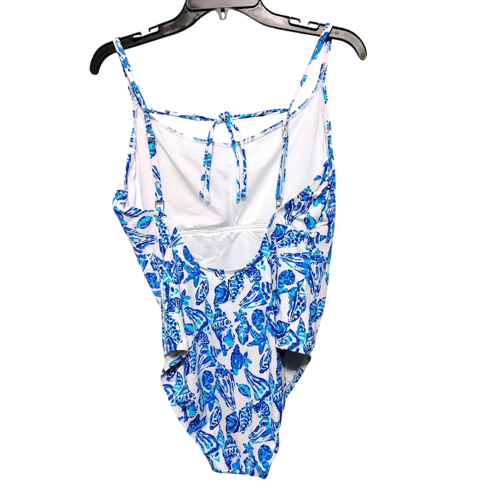 Lilly Pulitzer Lima Blue Shell Pattern One Piece Swimsuit Women's Size 14 NWT - Picture 7 of 13